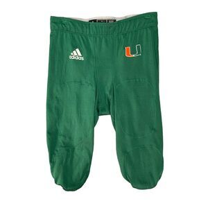 Adidas Miami Hurricanes Football Pants Mens L Large Green Press Coverage Fitted